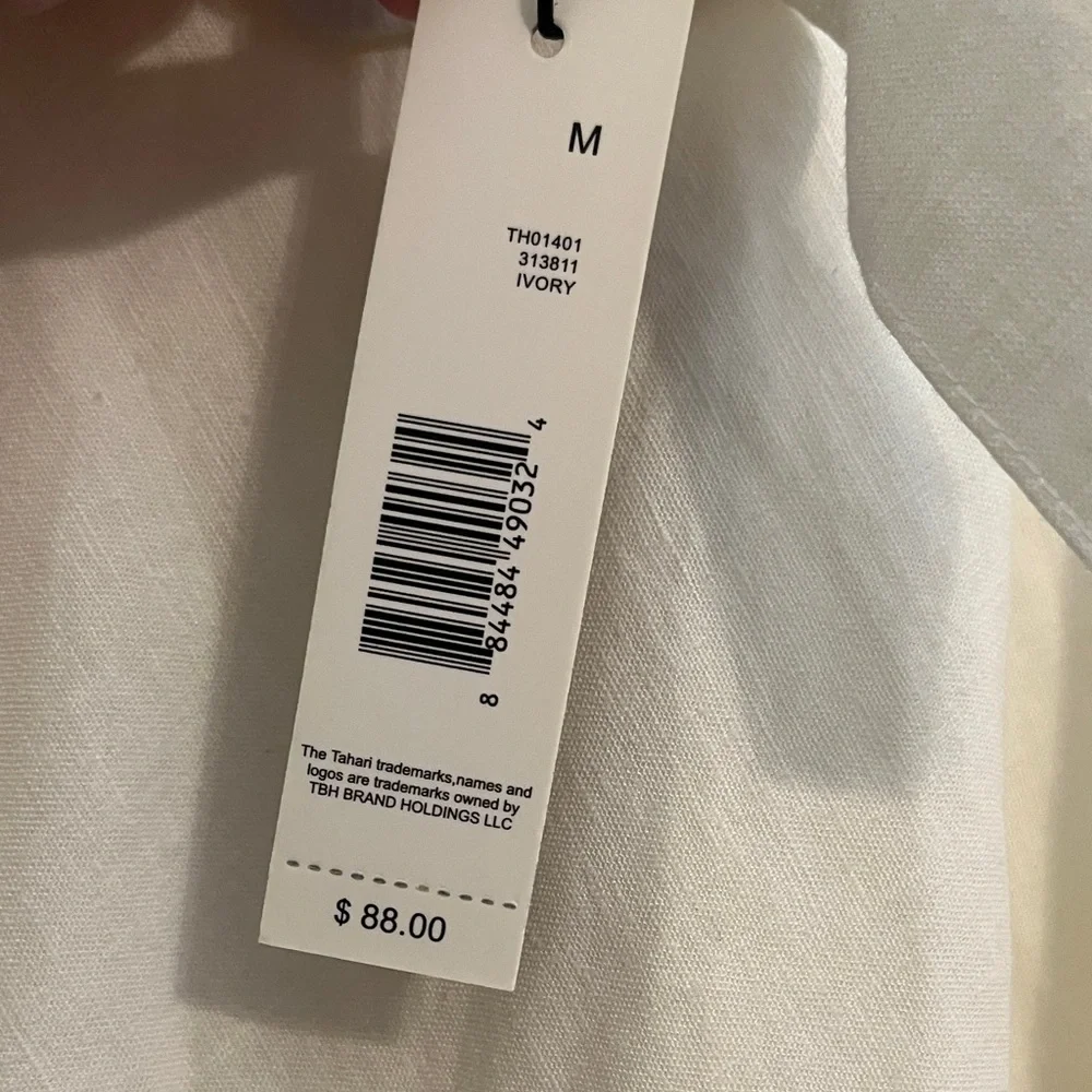 NWT - T Tahari Chic White Belted A-Line Linen Blend Lined Skirt - Picture 7 of 9